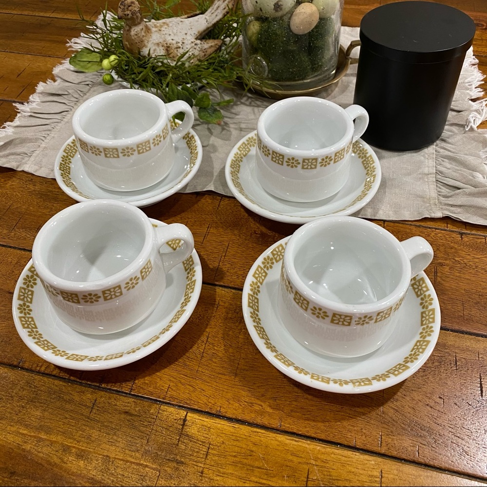 Shenango mid century vintage coffee saucer set.